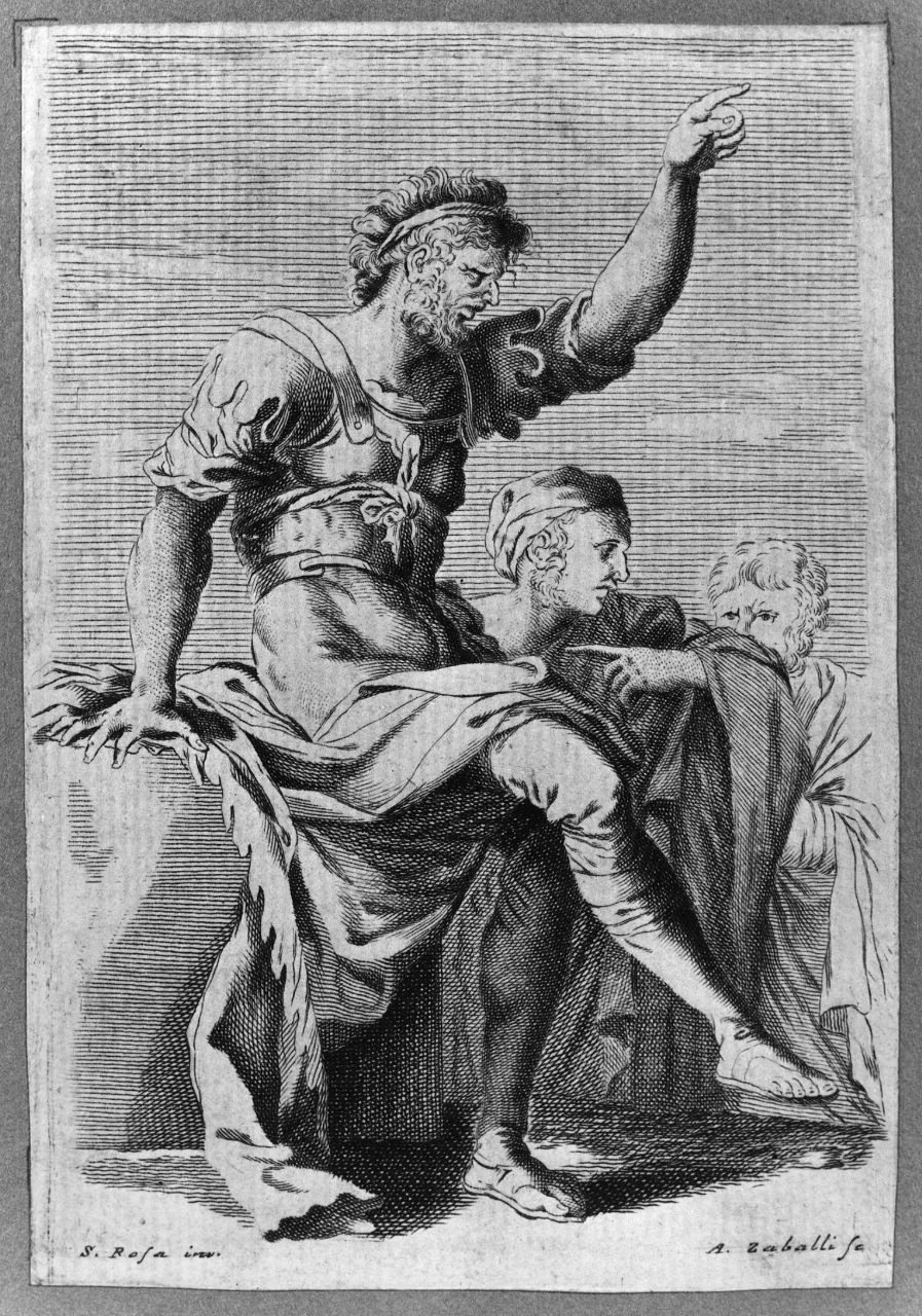 Stampa - soldato seduto arringa due uomini, Musei Civici, Vicenza